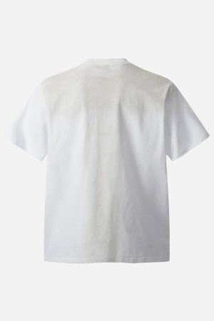 Concert Outfit Street Distressed Tie-Dye Letter Print T-Shirt