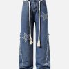 Concert Outfit Street Drawstring Star Applique Jeans