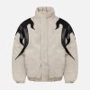 Concert Outfit Street Flame Embroidered Suede Padded Puffer Jacket