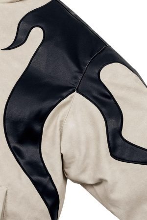 Concert Outfit Street Flame Embroidered Suede Padded Puffer Jacket