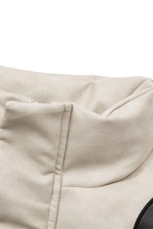 Concert Outfit Street Flame Embroidered Suede Padded Puffer Jacket