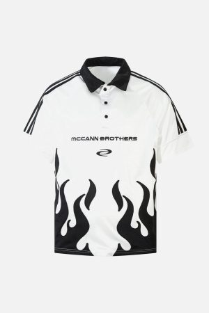 Concert Outfit Street Flame Embroidery POLO T-Shirt