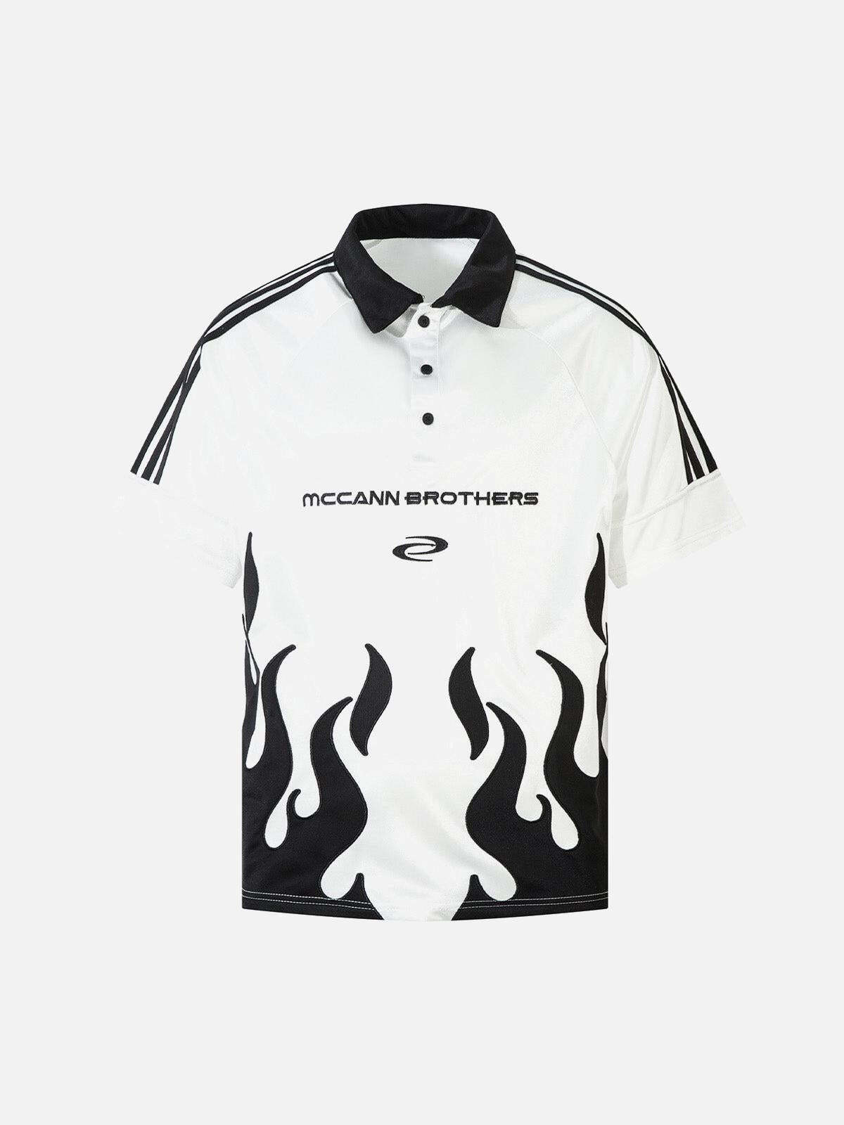 Concert Outfit Street Flame Embroidery POLO T-Shirt Concert Outfit Street Flame Embroidery POLO T-Shirt