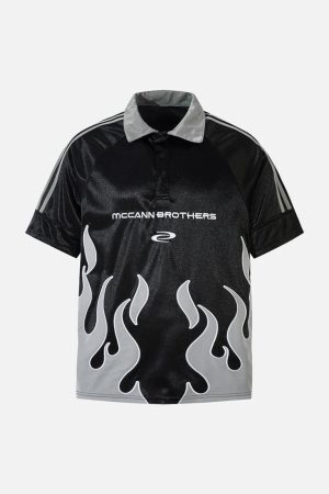 Concert Outfit Street Flame Embroidery POLO T-Shirt