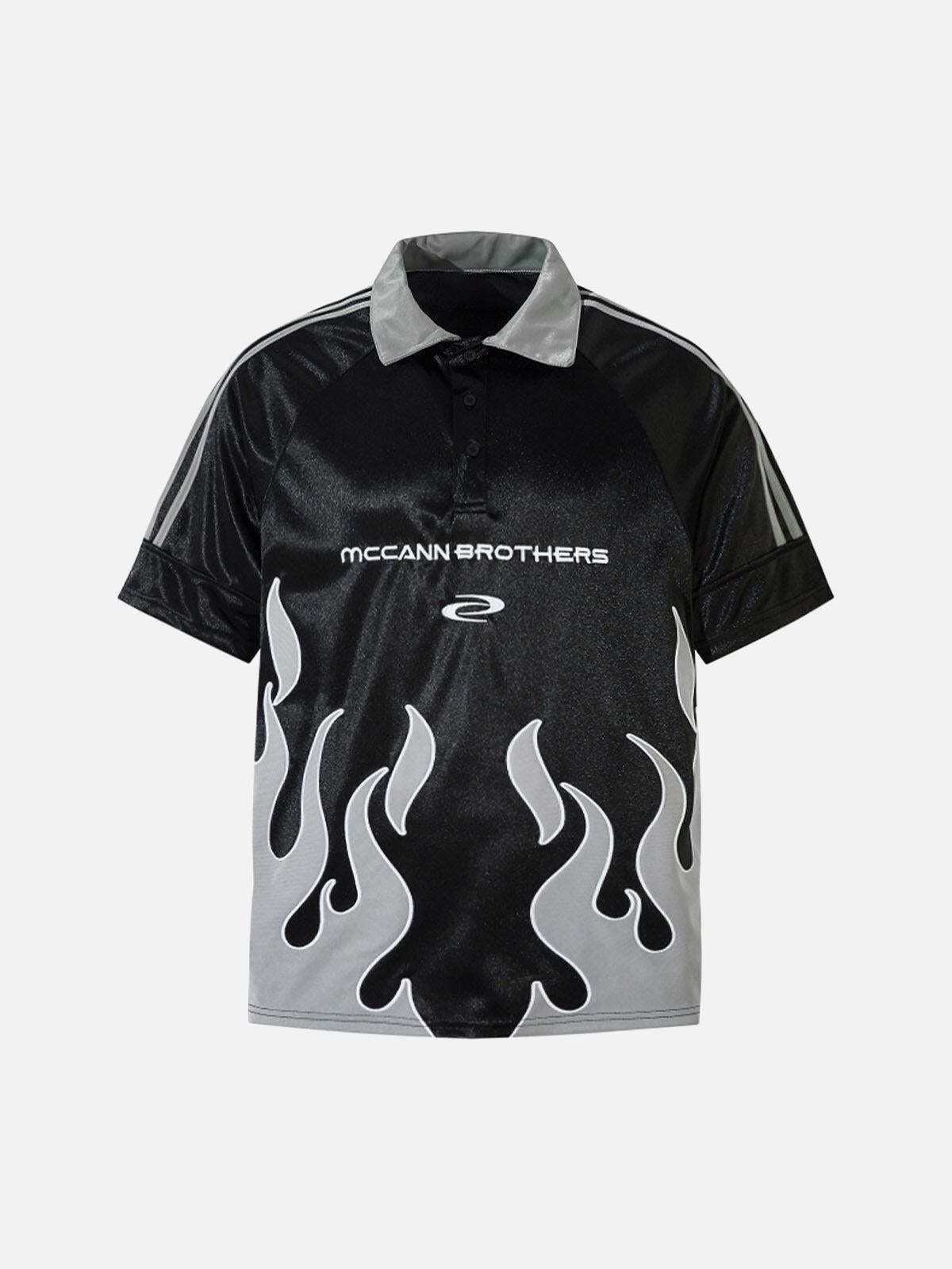 Concert Outfit Street Flame Embroidery POLO T-Shirt Concert Outfit Street Flame Embroidery POLO T-Shirt