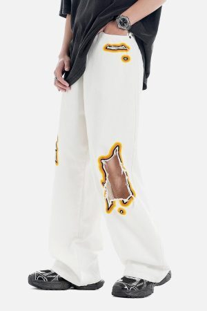 Concert Outfit Street Flame Towel Embroidered Jeans