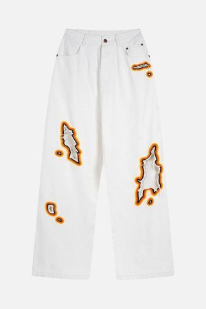 Concert Outfit Street Flame Towel Embroidered Jeans