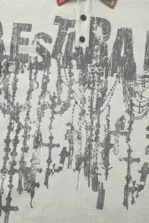 Concert Outfit Street Graffiti POLO Lapel Shirt