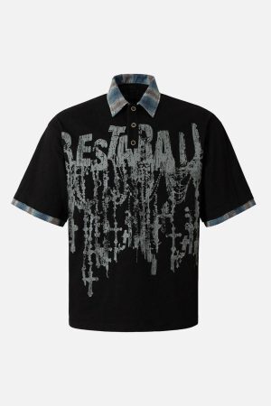 Concert Outfit Street Graffiti POLO Lapel Shirt