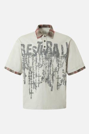 Concert Outfit Street Graffiti POLO Lapel Shirt