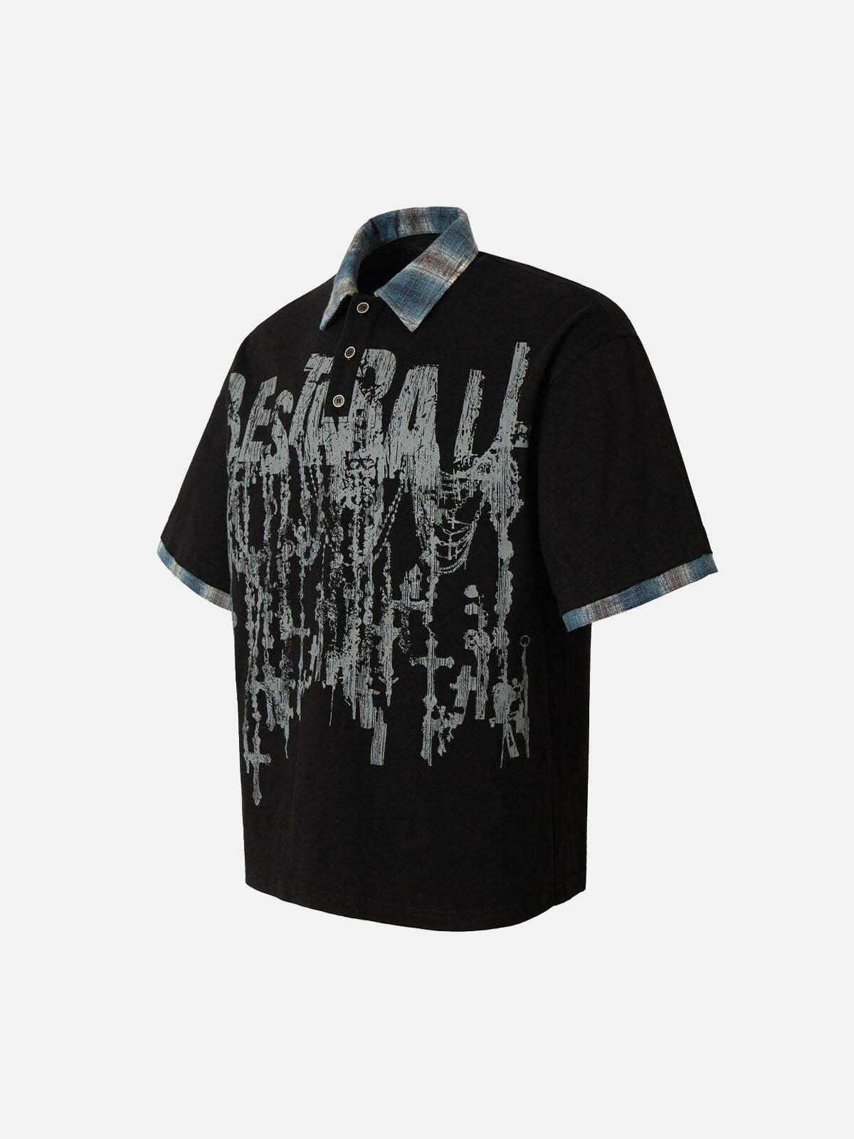Concert Outfit Street Graffiti POLO Lapel Shirt Concert Outfit Street Graffiti POLO Lapel Shirt