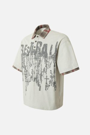 Concert Outfit Street Graffiti POLO Lapel Shirt