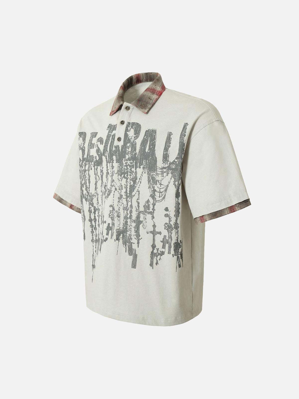 Concert Outfit Street Graffiti POLO Lapel Shirt Concert Outfit Street Graffiti POLO Lapel Shirt