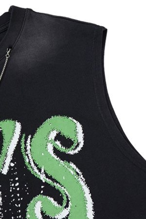 Concert Outfit Street Graphic Spray Print Necklace T-Shirt