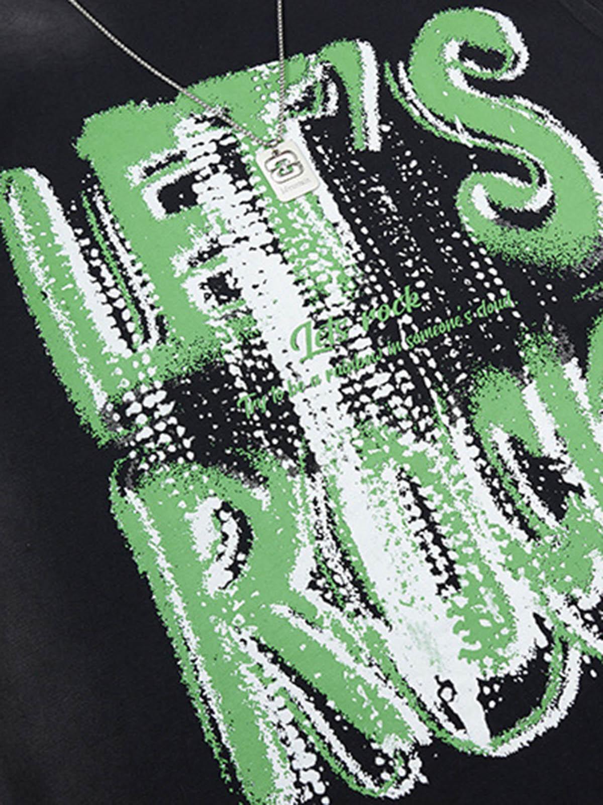 Concert Outfit Street Graphic Spray Print Necklace T-Shirt Concert Outfit Street Graphic Spray Print Necklace T-Shirt