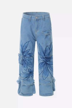 Concert Outfit Street Hand-Painted Graffiti Wide-Leg Jeans