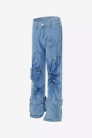 Concert Outfit Street Hand-Painted Graffiti Wide-Leg Jeans