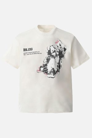 Concert Outfit Street Hip-Hop Portrait Print T-Shirt