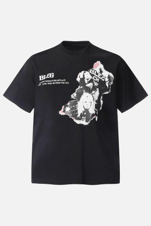 Concert Outfit Street Hip-Hop Portrait Print T-Shirt