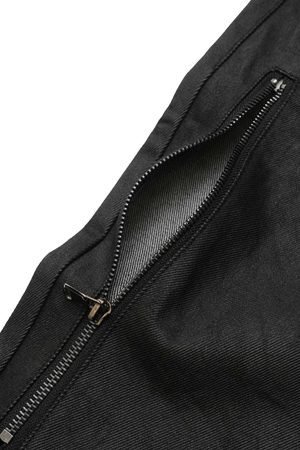 Concert Outfit Street Hip-Hop Structure Zipper Design Washed Jeans