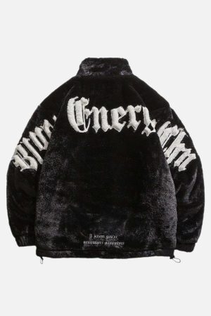 Concert Outfit Street Letter Embroidered Fleece Jacket