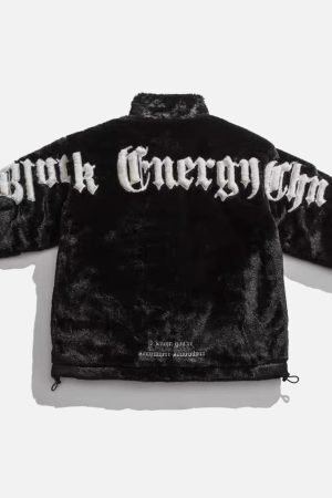 Concert Outfit Street Letter Embroidered Fleece Jacket