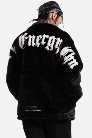 Concert Outfit Street Letter Embroidered Fleece Jacket