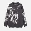 Concert Outfit Street Letter Graffiti Jacquard Sweater
