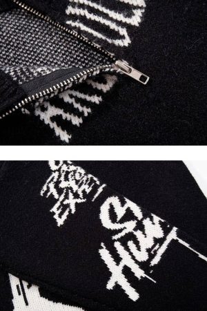 Concert Outfit Street Letter Graffiti Jacquard Sweater