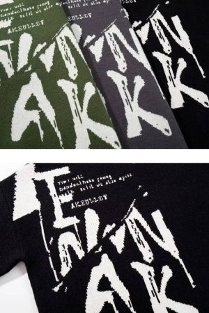 Concert Outfit Street Letter Graffiti Jacquard Sweater