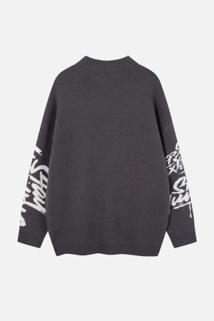 Concert Outfit Street Letter Graffiti Jacquard Sweater