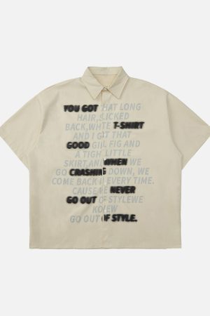 Concert Outfit Street Letter Print Short Sleeve Shirt