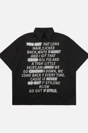 Concert Outfit Street Letter Print Short Sleeve Shirt