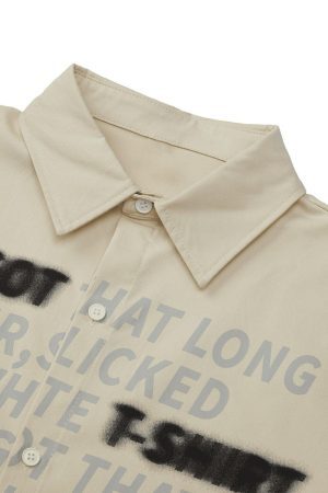 Concert Outfit Street Letter Print Short Sleeve Shirt