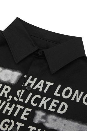 Concert Outfit Street Letter Print Short Sleeve Shirt