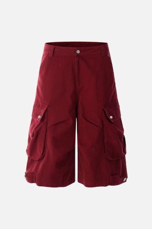 Concert Outfit Street Multi-Pocket Pleated Cargo Jorts