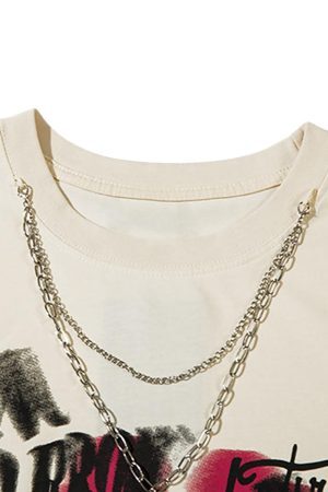 Concert Outfit Street Necklace Graffiti Spray-Painted Vest