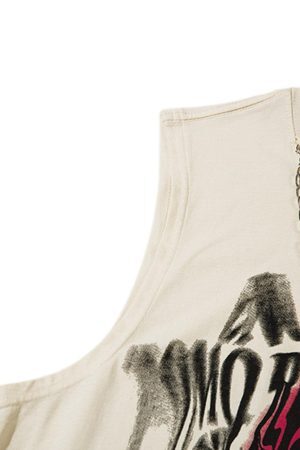 Concert Outfit Street Necklace Graffiti Spray-Painted Vest