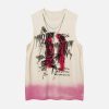 Concert Outfit Street Necklace Graffiti Spray-Painted Vest