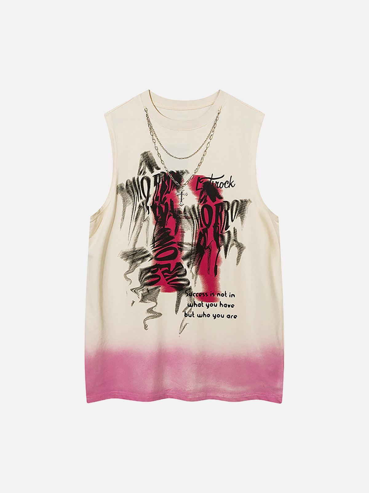 Concert Outfit Street Necklace Graffiti Spray-Painted Vest Concert Outfit Street Necklace Graffiti Spray-Painted Vest