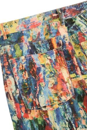 Concert Outfit Street Oil Painting Color Straight Jeans