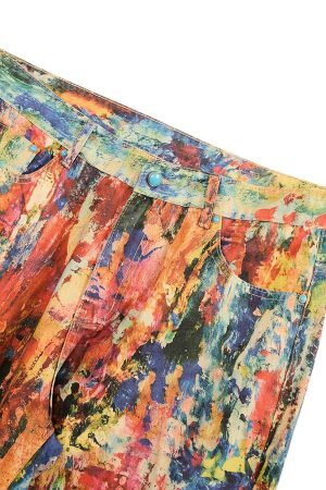 Concert Outfit Street Oil Painting Color Straight Jeans