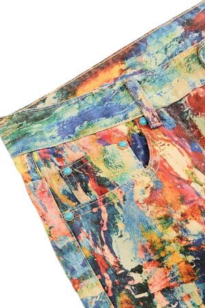 Concert Outfit Street Oil Painting Color Straight Jeans