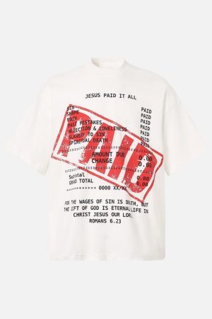 Concert Outfit Street PAID Letter Slogan T-Shirt