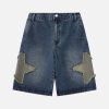 Concert Outfit Street Patchwork Star Embroidered Denim Shorts