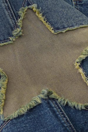 Concert Outfit Street Patchwork Star Embroidered Denim Shorts
