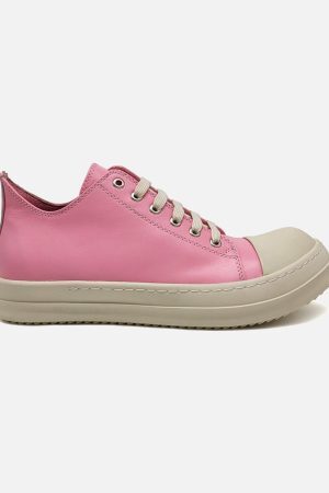 Concert Outfit Street Pink Leather Low-Top Sneakers