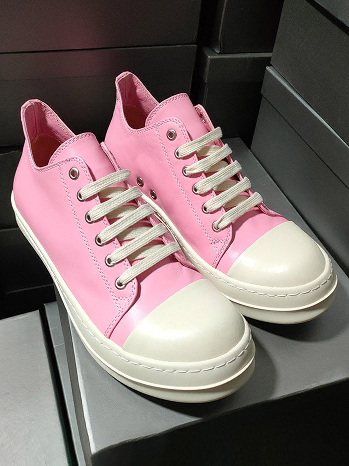 Concert Outfit Street Pink Leather Low-Top Sneakers Concert Outfit Street Pink Leather Low-Top Sneakers