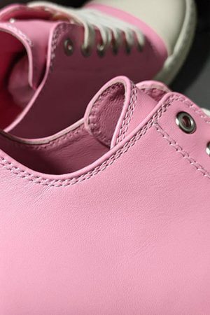 Concert Outfit Street Pink Leather Low-Top Sneakers