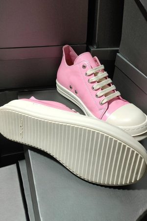 Concert Outfit Street Pink Leather Low-Top Sneakers